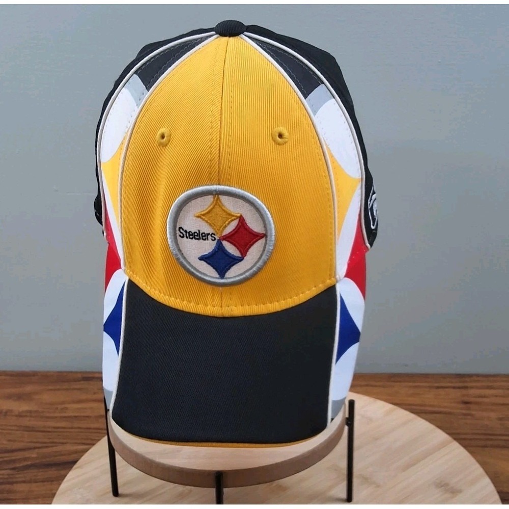 Vtg Pittsburgh Steelers Reebok NFL Team Apparel Hat Cap Dimond Stretch-fit